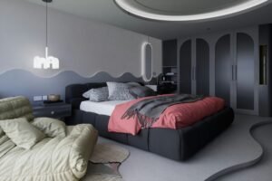 Smart bedroom in UAE home with tech-focused sleep setup