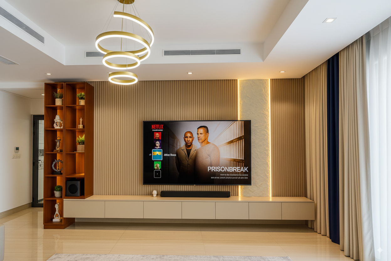 Modern TV Media Wall Designs in Dubai