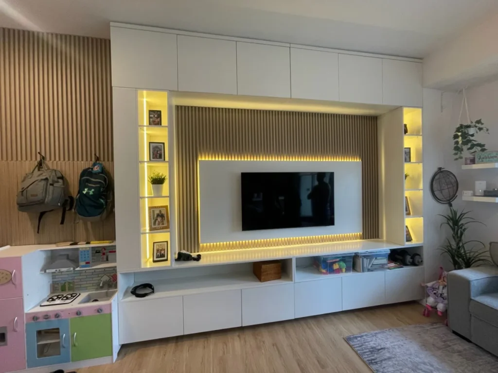 tv media wal with hidden storage
