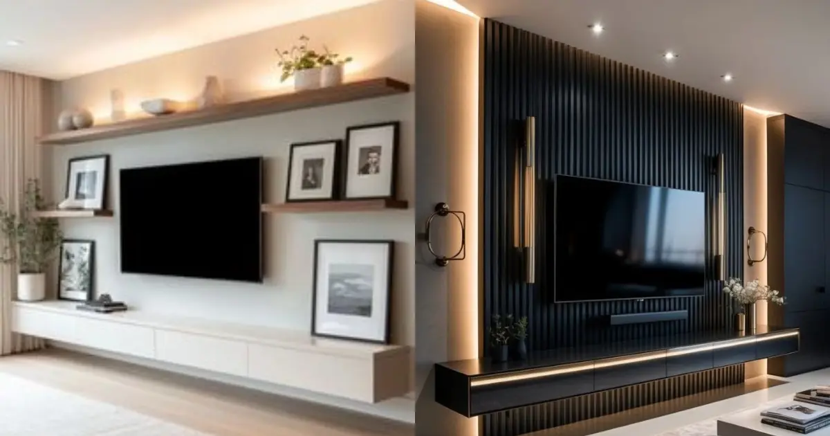 Floating TV Media Walls with Storage