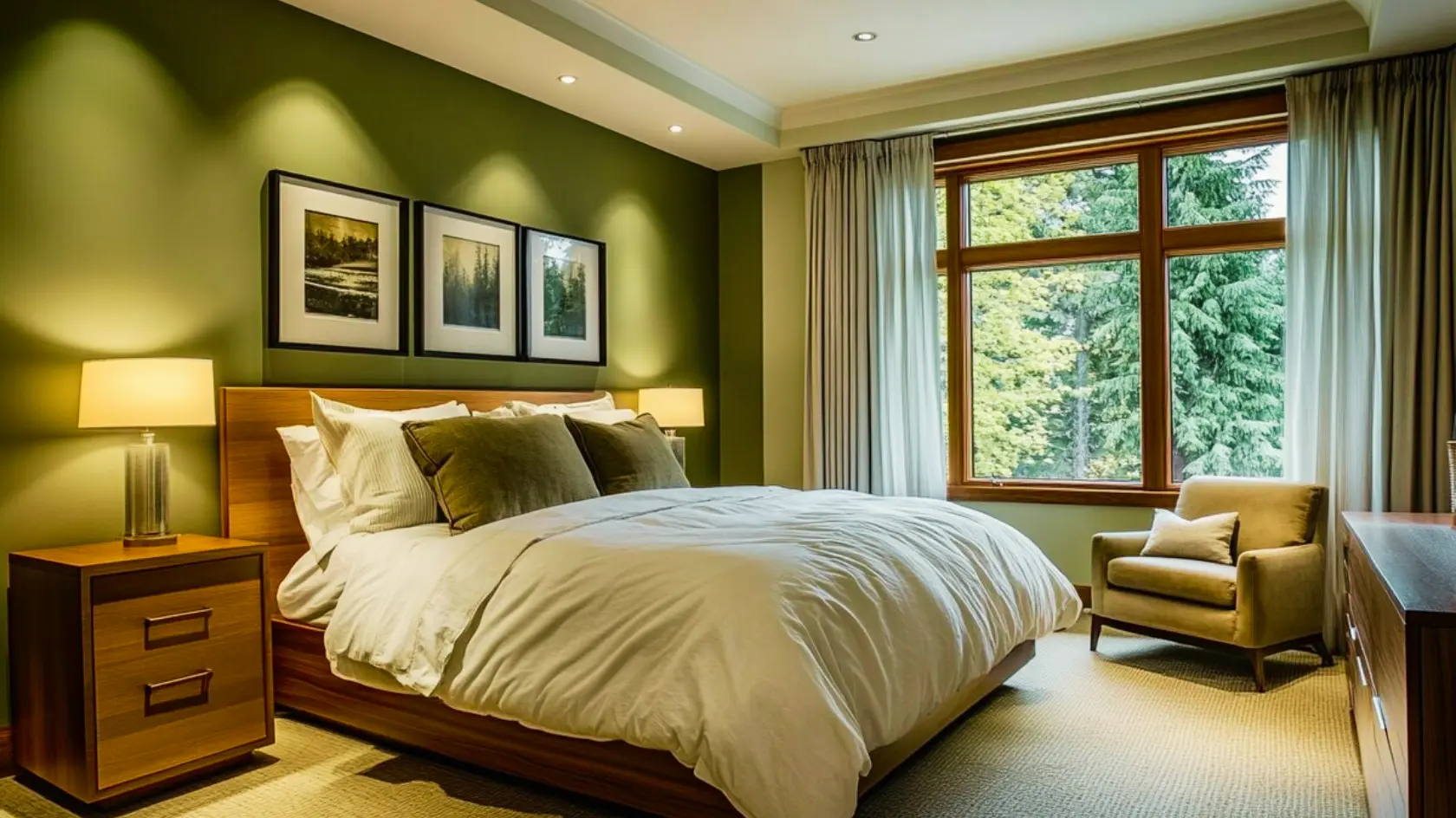 Olive Green Modern Bedroom Color Trends dubai